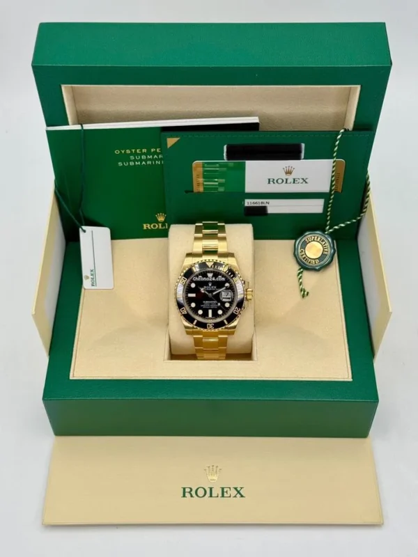 Rolex Submariner Date gold and black watch box